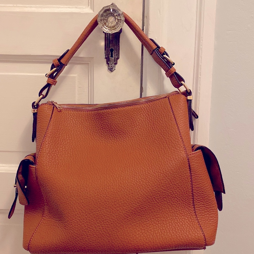 Camel Leather Shoulder Bag